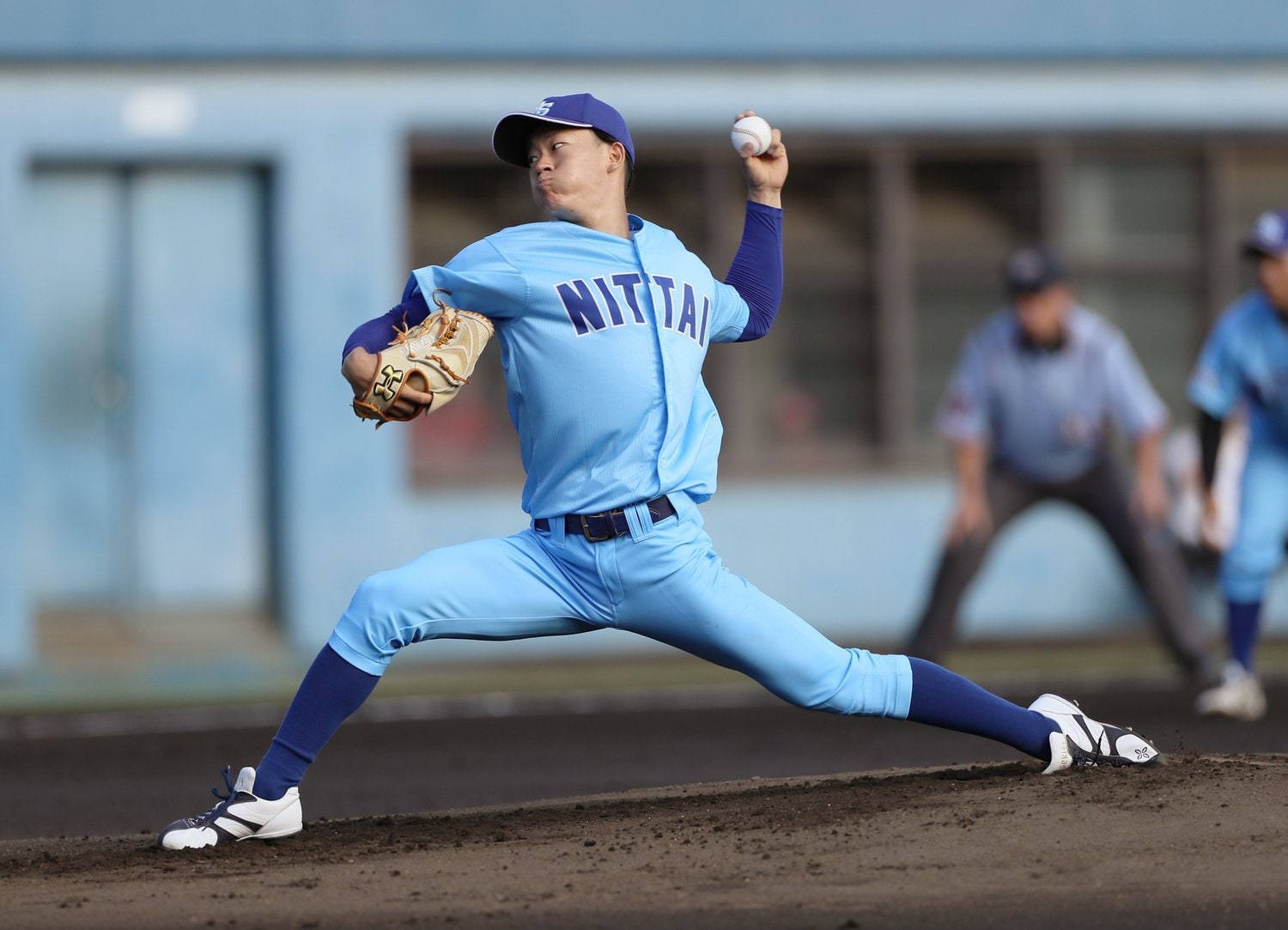 日体大の“二刀流”矢澤宏太。来年ドラフトで上位指名が予想される ©JIJI PRESS