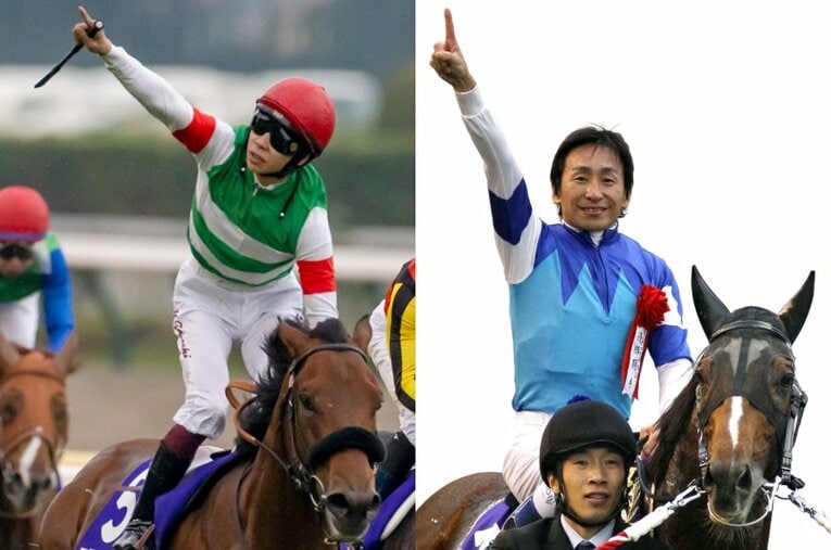（左）21年天皇賞・秋を制したエフフォーリアと横山武史（右）09年天皇賞・秋を制したカンパニーと横山典弘 ／ photograph by KYODO、Photostud