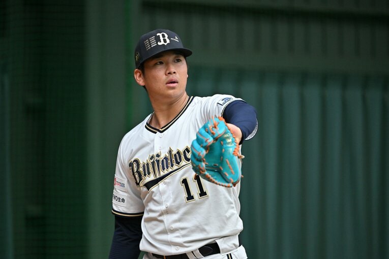 ブレーク２年目となる今春のキャンプで練習に取り組む山下　©Hideki Sugiyama