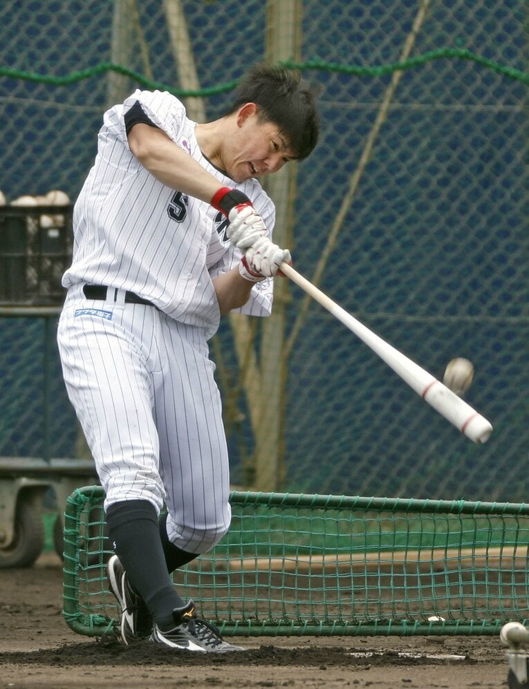 井口監督に「ホームランバッターではない」と評される安田尚憲　©︎KYODO