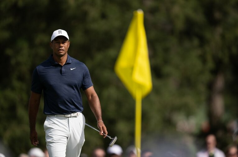 3日間連続でコースに入り、練習を行なっているタイガー・ウッズ。マスターズ出場への強い意欲を感じさせる ／ photograph by Matthew Harris/AFLO SPORT