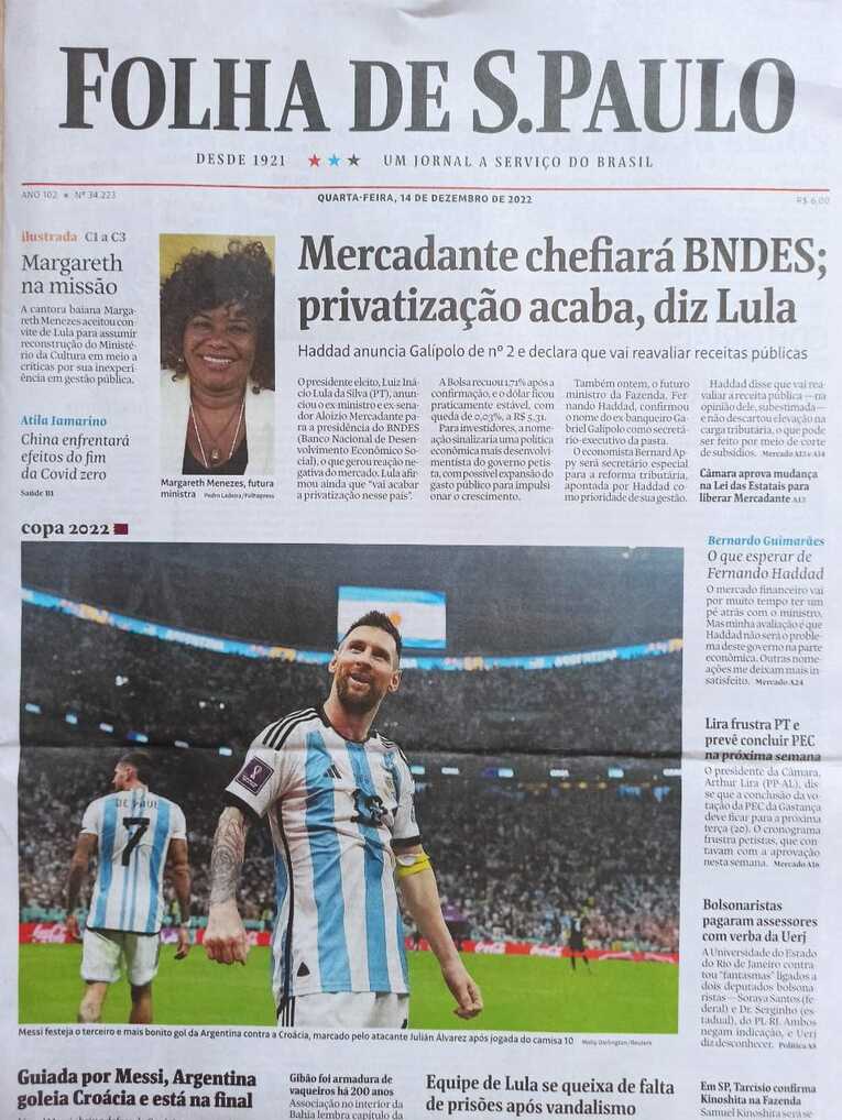 「メッシが、自らのプレーから生まれたアルゼンチンの3点目にしてこの試合で最も美しいゴールを喜ぶ」（日刊紙『フォーリャ・デ・サンパウロ』）©Hiroaki Sawada