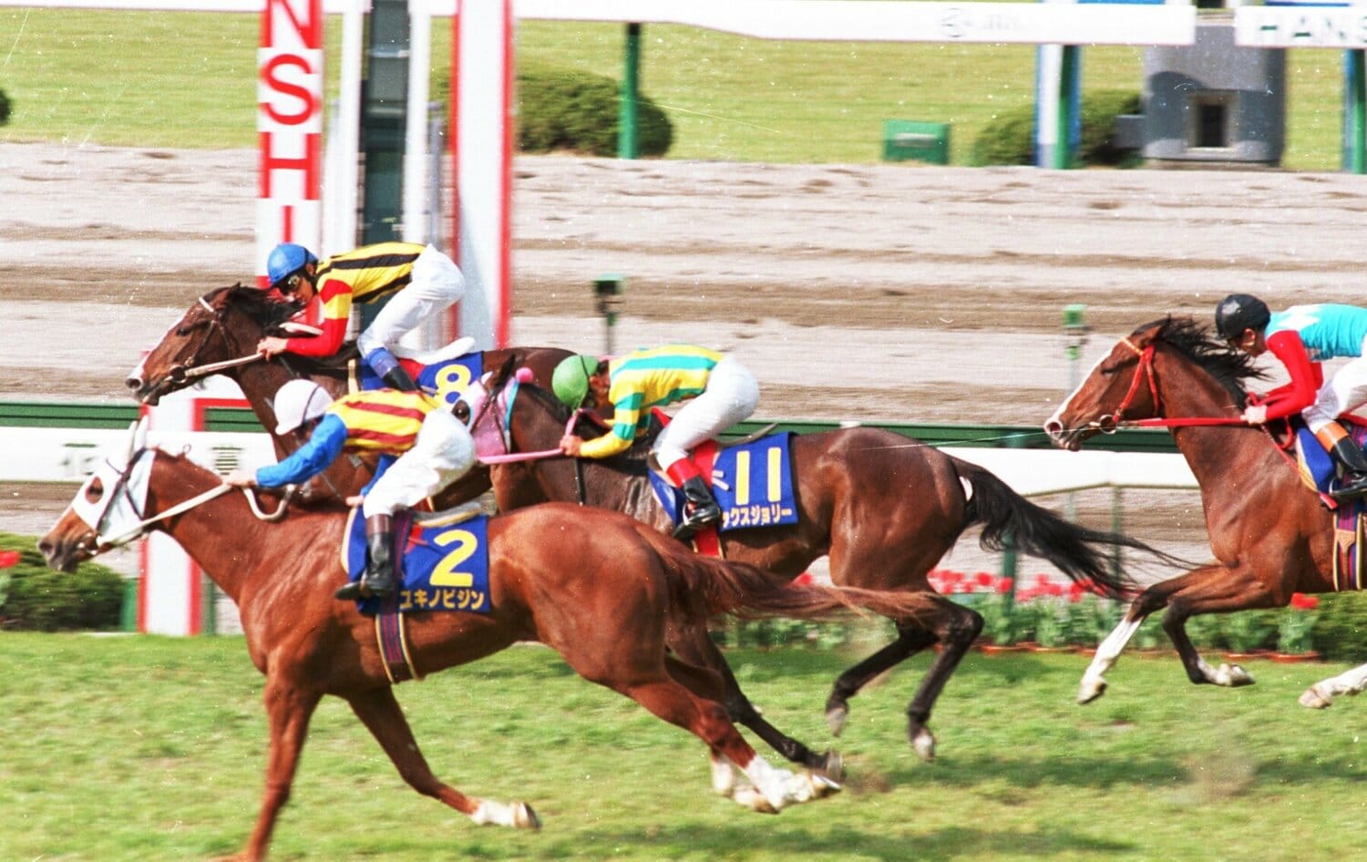 桜花賞はクビ差の2着(一番手前の白帽)©Sankei Shimbun