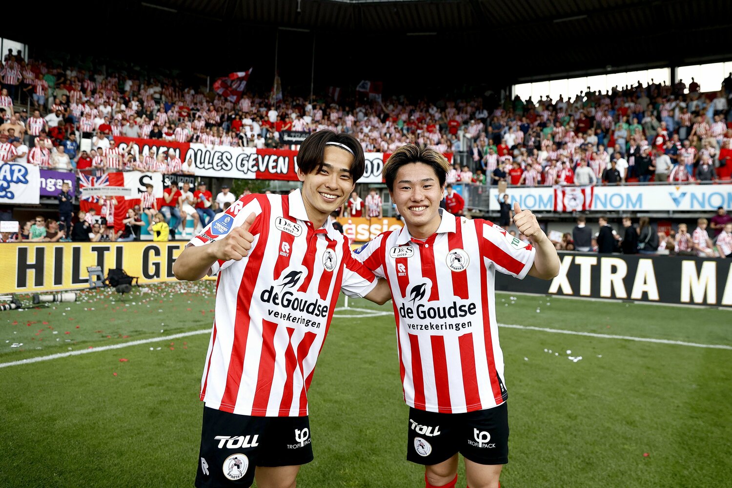 同じスパルタ・ロッテルダムでプレーする斉藤と三戸　©︎ANP Photo/AFLO