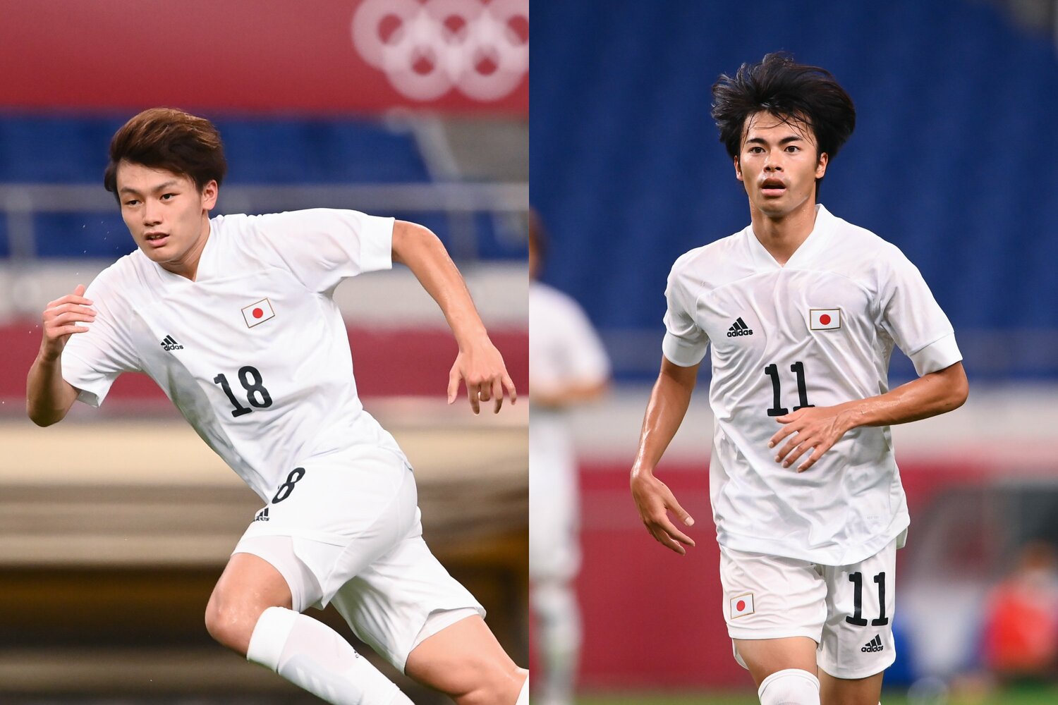 所属クラブで好調を維持する上田綺世と三笘薫。東京五輪(写真)は不完全燃焼に終わっただけに、最終予選での活躍に期待したい ©JMPA