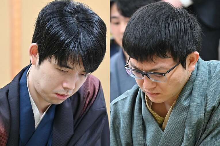 藤井聡太と永瀬拓矢。長年の研究パートナー同士で知られるカードが、名人戦で実現している ／ photograph by 日本将棋連盟
