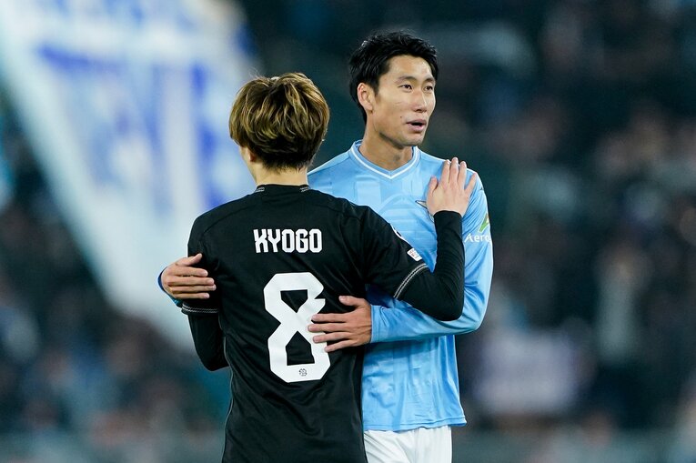 CLラツィオvsセルティック戦での鎌田大地と古橋亨梧　©Getty Images