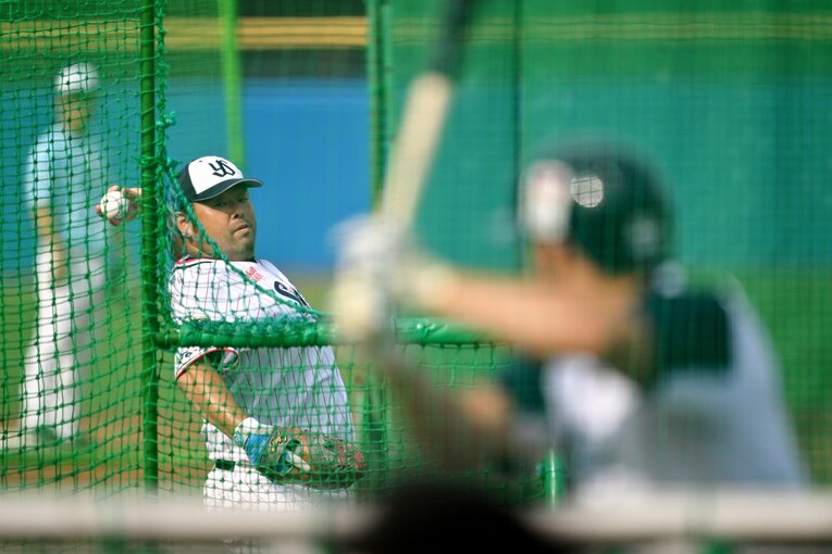 試合前練習風景。フリー打撃　©Hideki Sugiyama