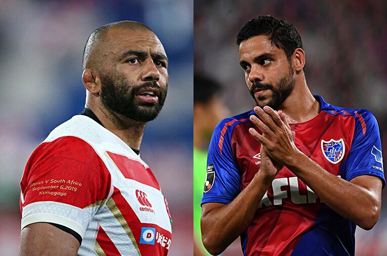 リーチ マイケル（左）のように攻守にわたって貢献しそうな外国人Jリーガーといえば？　前線には好調なディエゴ・オリヴェイラを選出。 ／ photograph by Getty Images