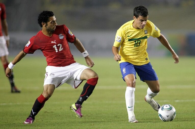 U-20W杯時のサラー（右はコウチーニョ）　©Getty Images