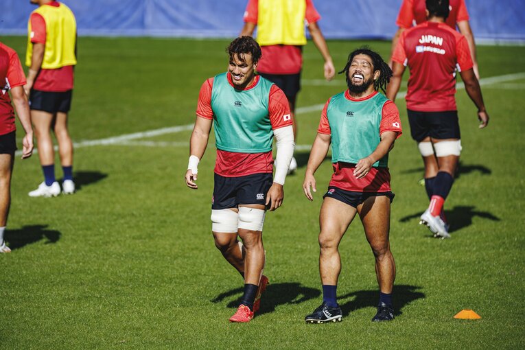 ベン・ガンター、堀江翔太（2023年ラグビーW杯・練習日）　©︎Kiichi Matsumoto