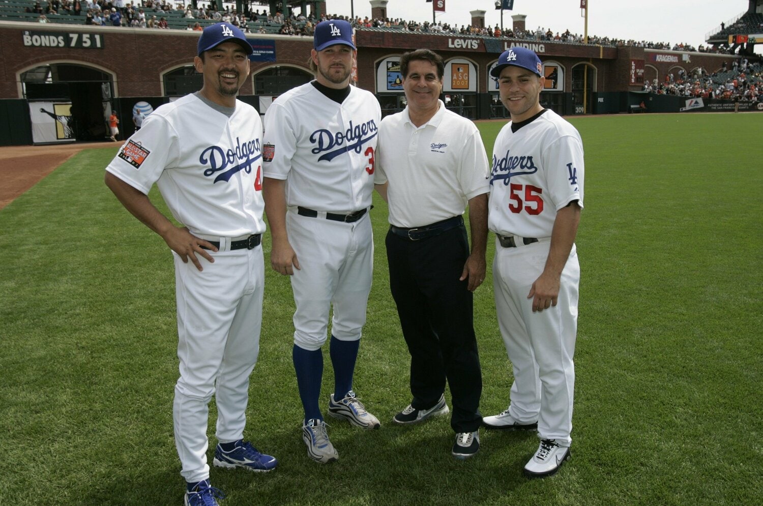 2007年のオールスター、ドジャースのペニー(中央)は斎藤隆らとともに出場を果たした ©Getty Images