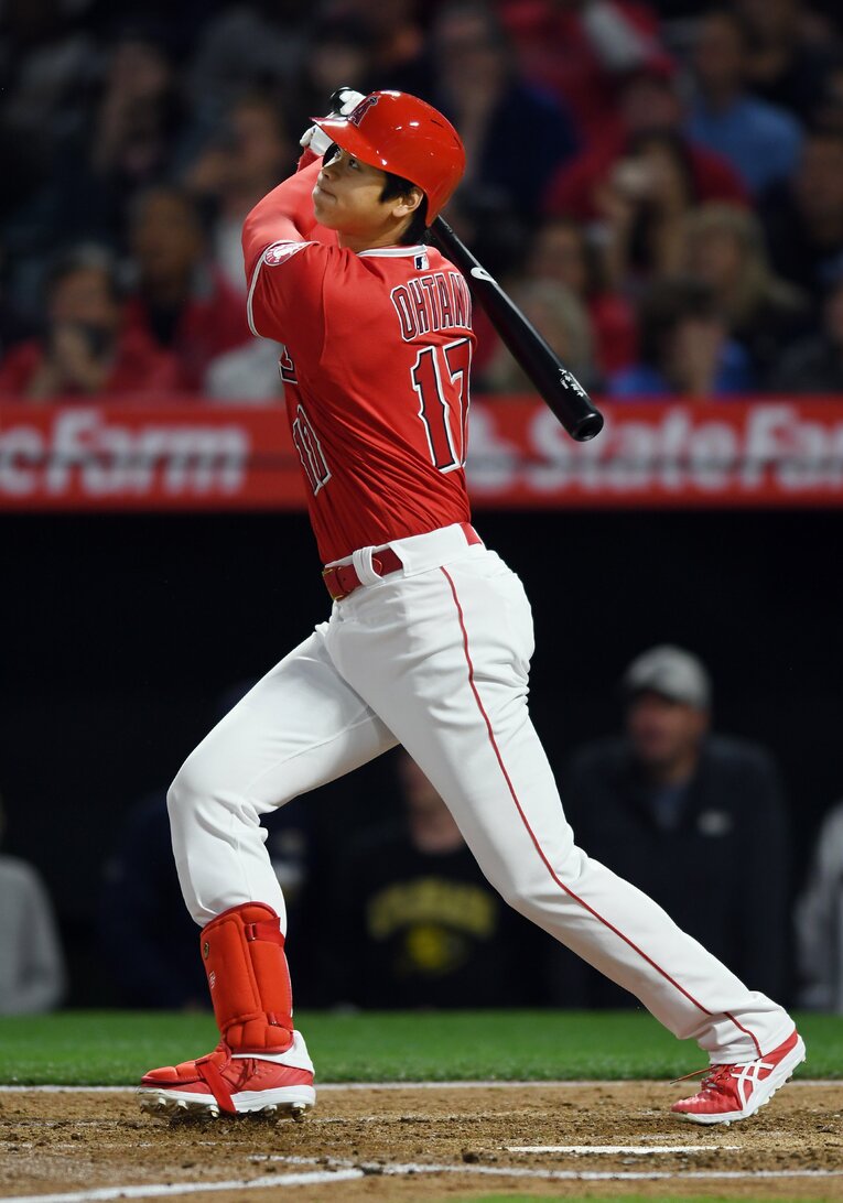 2018年4月3日、大谷翔平（当時23歳）の記念すべきメジャー初ホームラン　©Getty Images