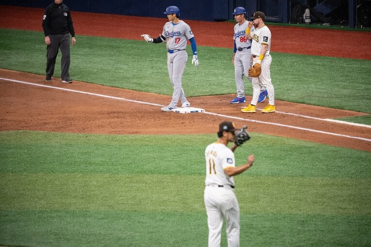 大谷のドジャース初安打はダルビッシュから放った　©Nanae Suzuki