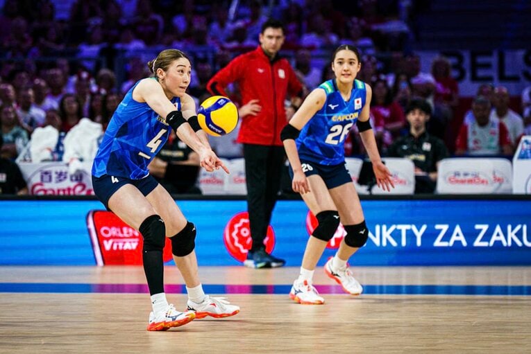 石川真佑への思いを明かした佐藤淑乃（2025年VNL）©︎Volleyball World