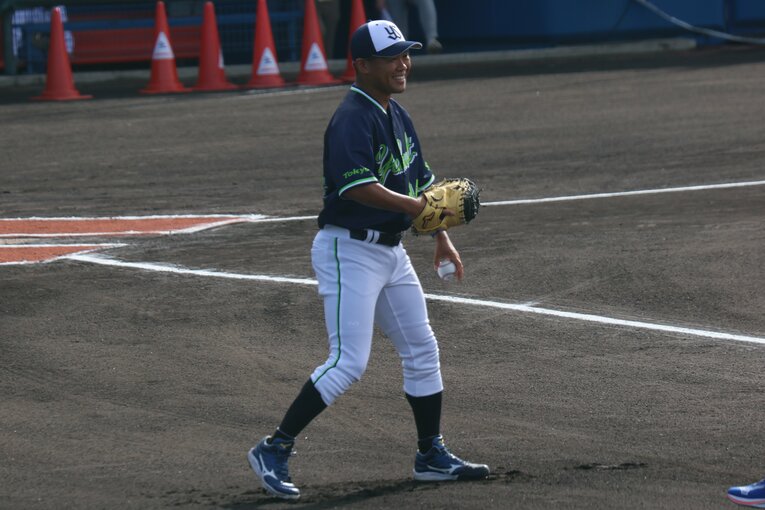 練習中でも常に笑顔があふれる田口。チームの雰囲気づくりにも重要な役割を果たす　©Fumi Sawai