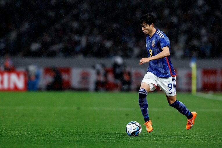 日本代表3月シリーズ、ウルグアイ戦の三笘 ©Kiichi Matsumoto/JMPA