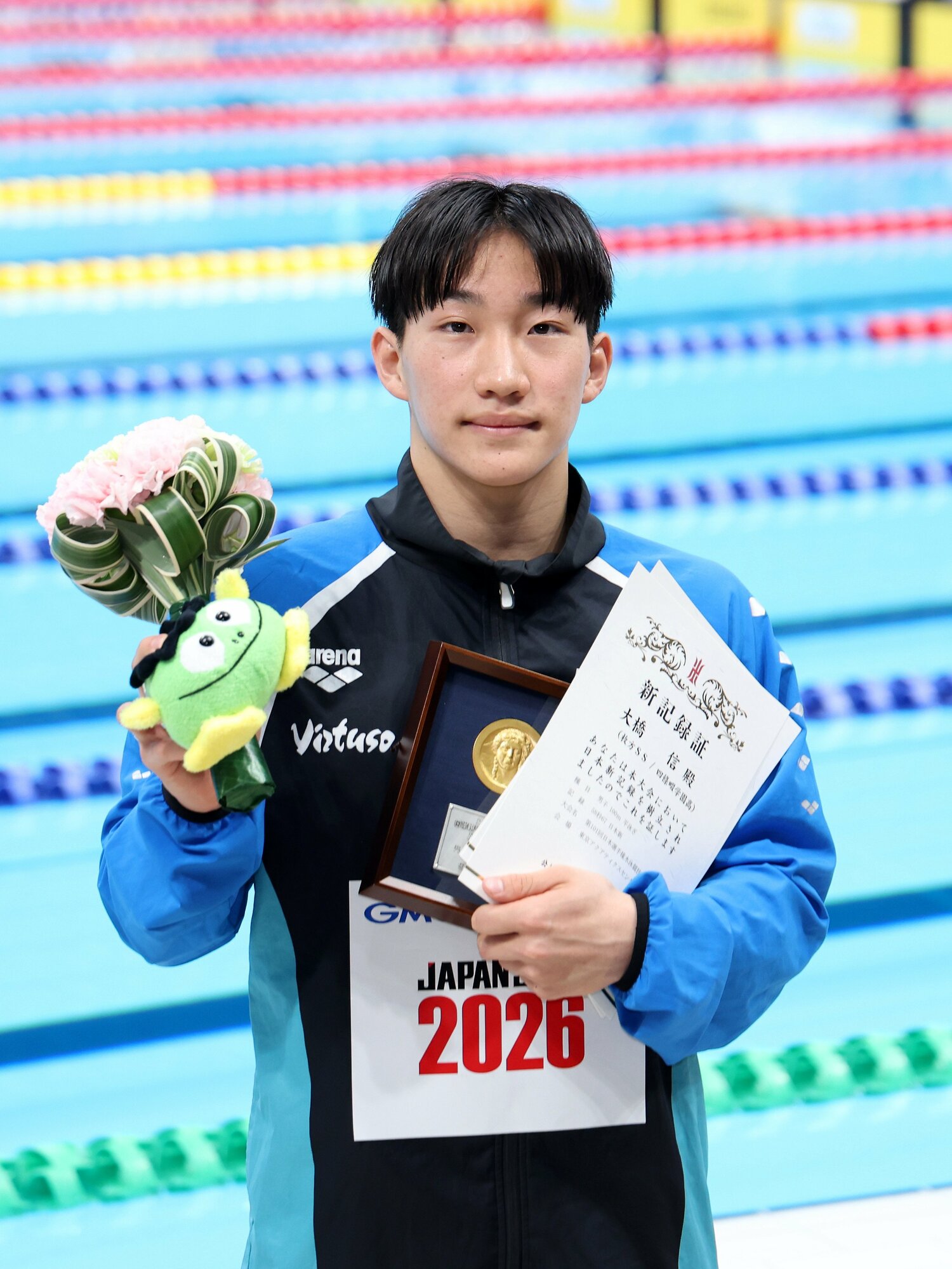 日本選手権で平泳ぎ3冠を達成した大橋。100mでは日本新記録もマークした　©JIJI PRESS
