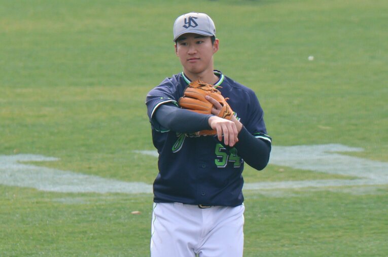 昨春センバツ優勝校の健大高崎からヤクルトに入団した田中陽翔。チームには「高校No.1捕手」箱山遥人も在籍したが、指名漏れ。明暗分かれる結果となった ／ photograph by Fumi Sawai