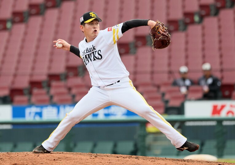 ソフトバンクから戦力外通告を受けた風間。写真は11月12日のトライアウトで　©Sankei Shimbun