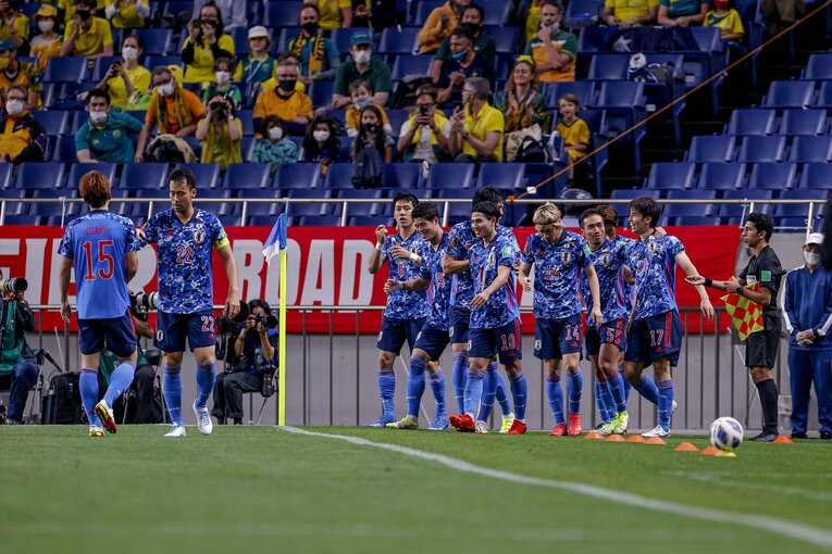 10月のオーストラリア戦での日本代表　©Kiichi Matsumoto/JMPA