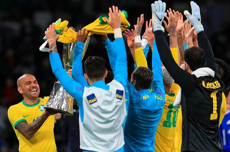 日本代表との試合でピッチ内外で多くの話題を提供したブラジル代表　©Kazuo Fukuchi/JMPA