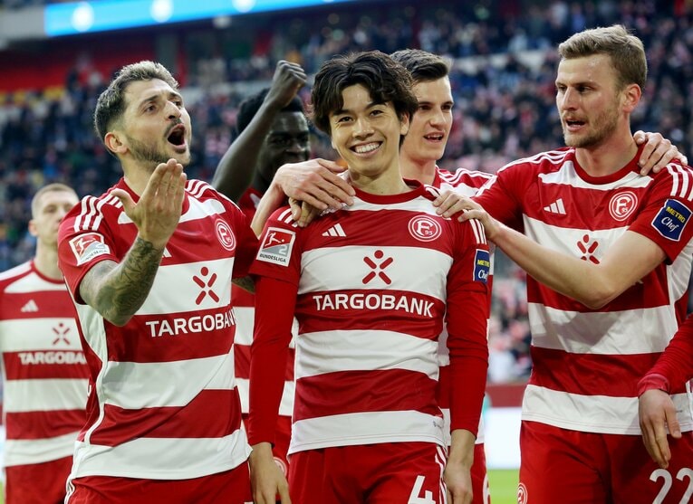 デュッセルドルフ時代の田中碧　©Getty Images