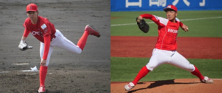 慶應大時代と社会人2年目に指名漏れを味わった増居（左）、左肘の手術を2度も経験した片山など、雪辱を果たした選手も多く指名された　©︎PPAB-lab.