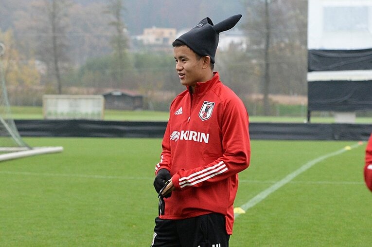 オーストリアでの練習に参加する久保建英 ／ photograph by JFA