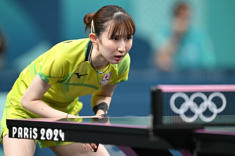 満身創痍の早田ひなも、団体戦続投の方針だという　©Kaoru Watanabe/JMPA