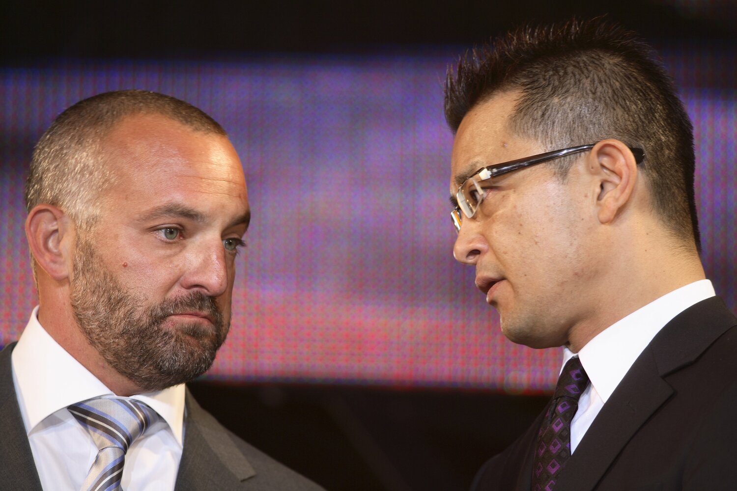 2007年3月の記者会見。UFCを運営するズッファ社のロレンゾ・フェティータCEOとDSE代表の榊原氏　©Takeo Momozono