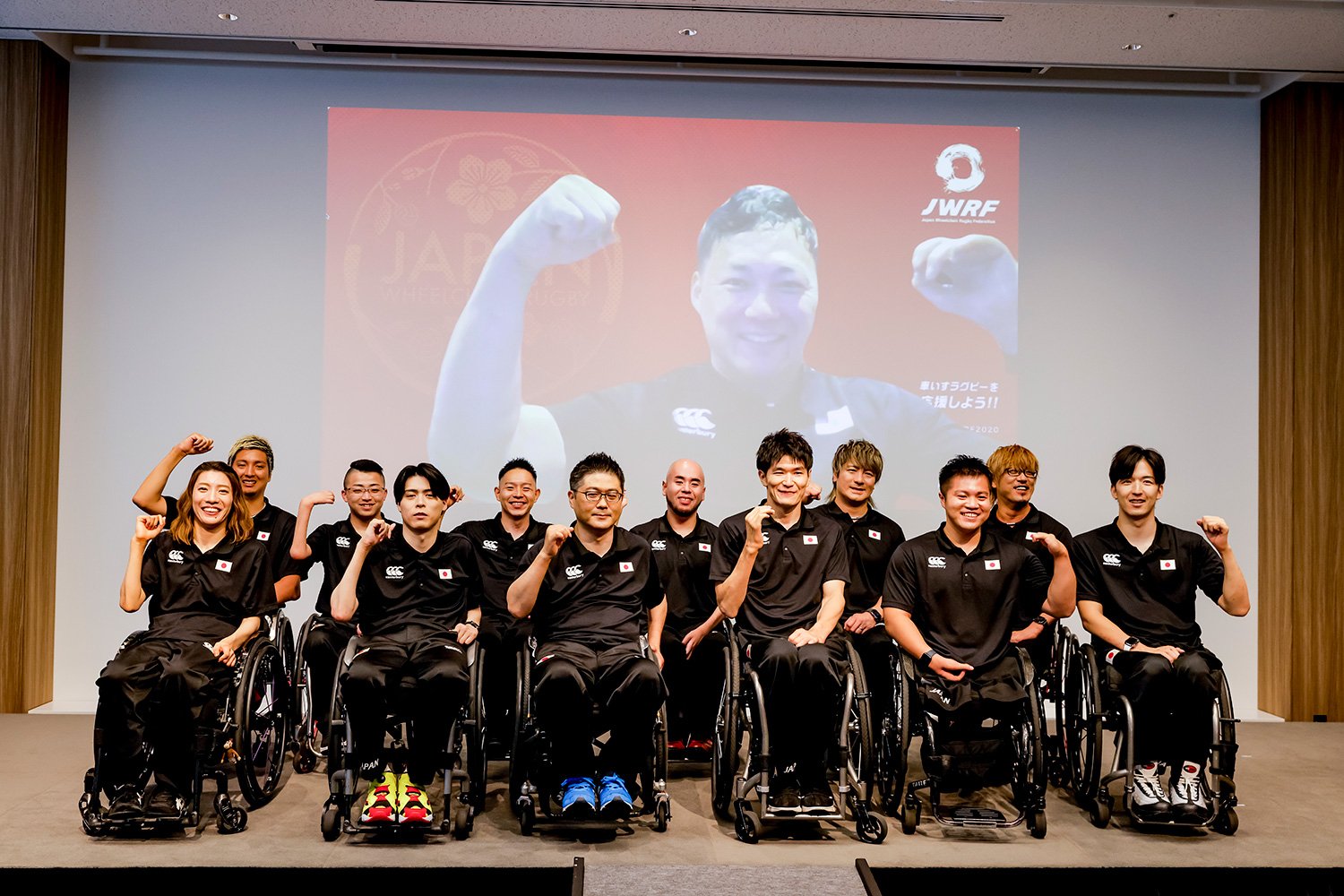 リモートで会見に参加した池キャプテンと車いすラグビー日本代表チーム