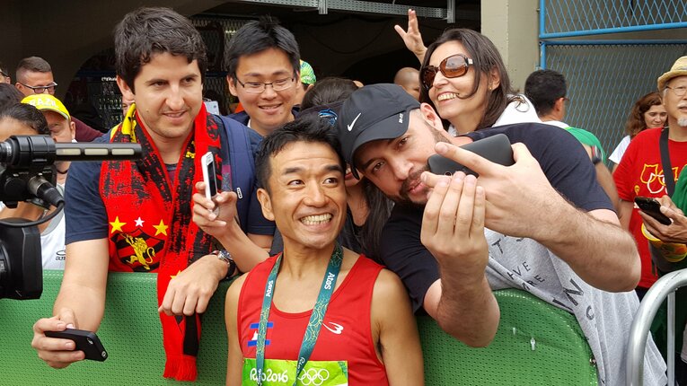 リオ五輪では現地の観客にも大人気だった猫ひろし　©Masao Kurihara