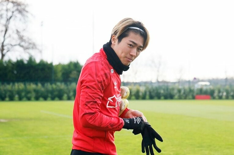 スタッド・ランスでの中村敬斗。ナチュラルな笑顔が23歳らしい　©Daisuke Nakashima