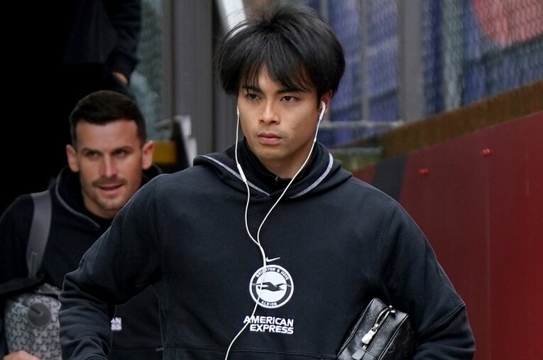 アジアカップの日本代表に招集された三笘薫（26歳）。左足首をケガしており、大会期間中に復帰すると想定される ／ photograph by AFLO