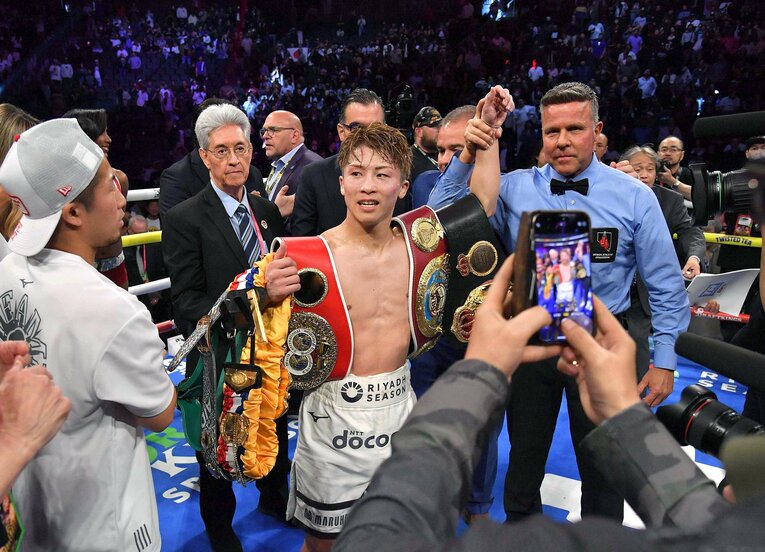 ダウンを喫したものの、見事な勝利でラスベガスを沸かせた井上尚弥　©︎JIJI PRESS