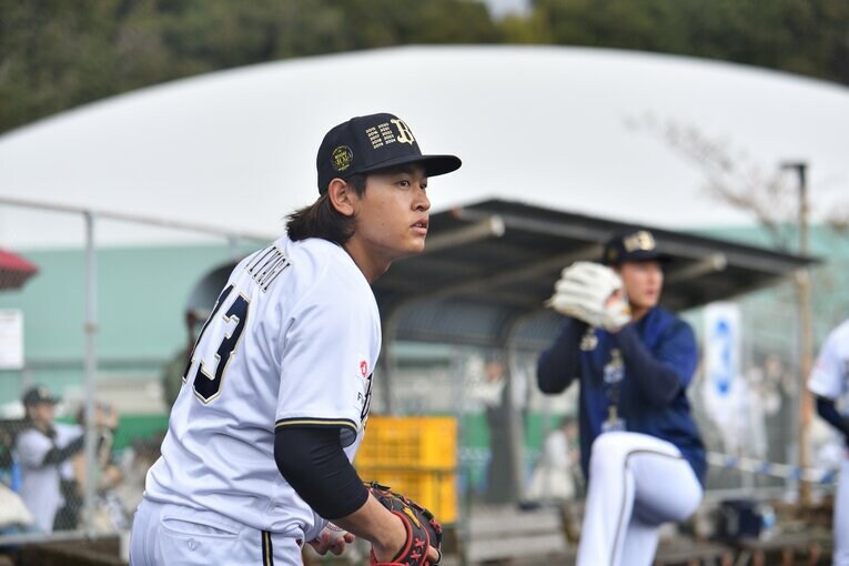 春季キャンプで汗を流す宮城　©︎Hideki Sugiyama