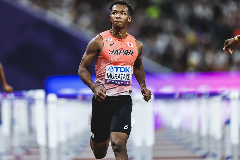 【東京世界陸上】110mハードル予選を走る村竹ラシッド（JAL）　©Kiichi Matsumoto