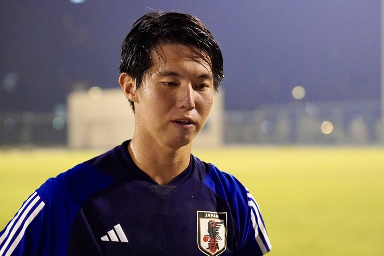 パリ五輪予選でのファーストゴールを挙げた鈴木海音　©Atsushi Iio