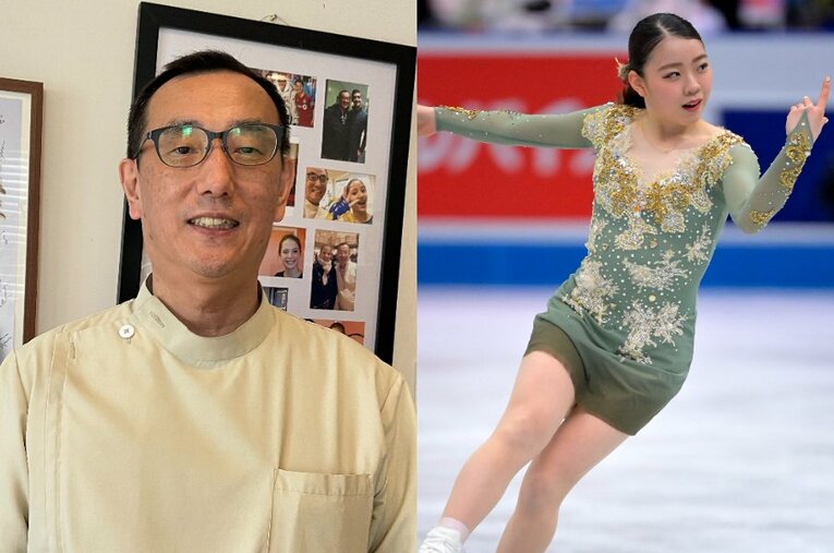 日本人トップスケーターたちをトロントで支える指圧師の青嶋正さん ／ photograph by Akiko Tamura／Getty Images