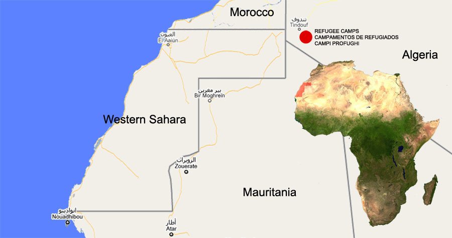 マラソン大会の舞台である西サハラ難民キャンプは、アルジェリアの西端の町・ティンドゥーフの近くにある（「Sahara Marathon」ホームページより） ©SaharaMarathon