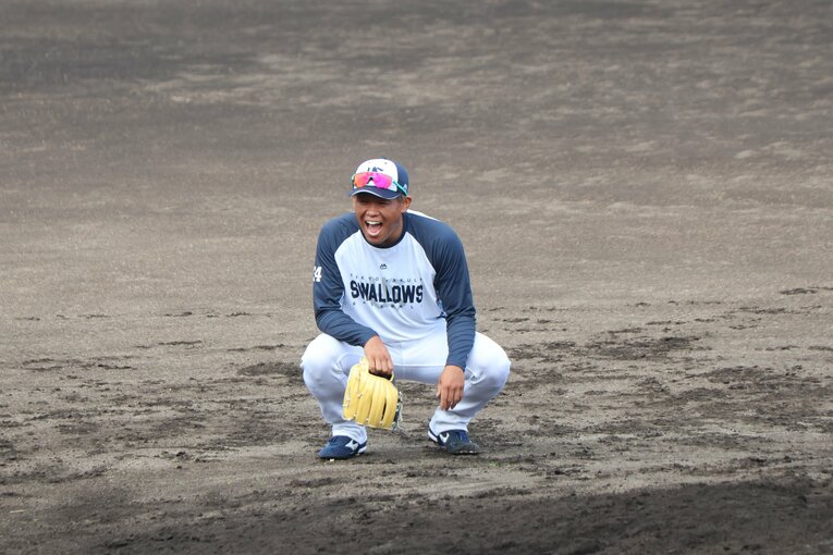 練習中でも常に笑顔があふれる田口。チームの雰囲気づくりにも重要な役割を果たす　©Fumi Sawai