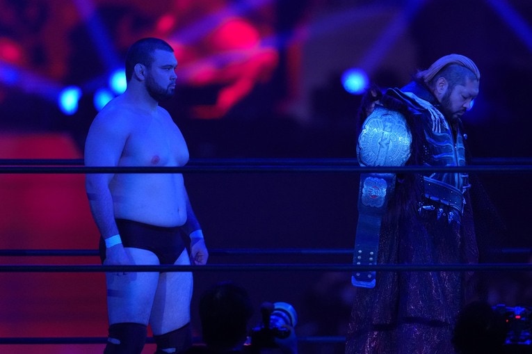 EVILの背中に視線を投げるウルフアロン　©Essei Hara