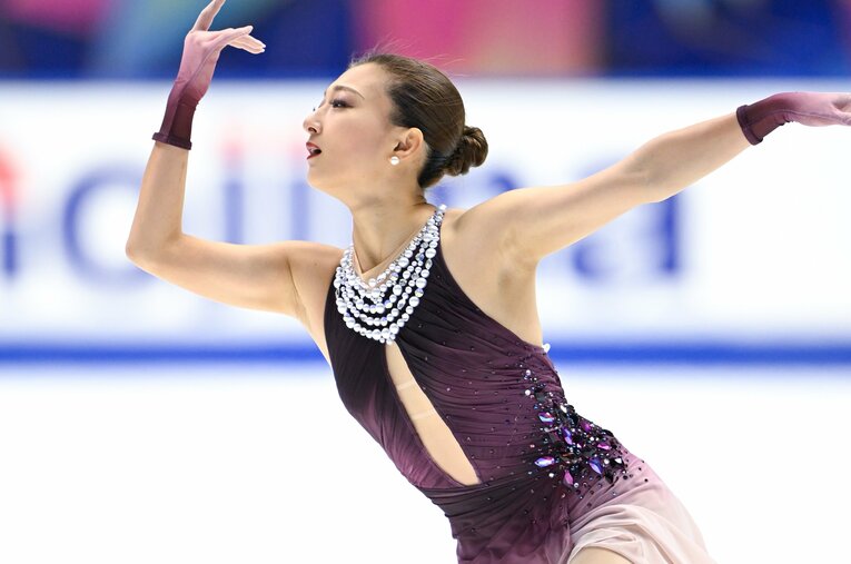 NHK杯フリー『愛の讃歌』の演技を行う坂本花織 ／ photograph by Asami Enomoto