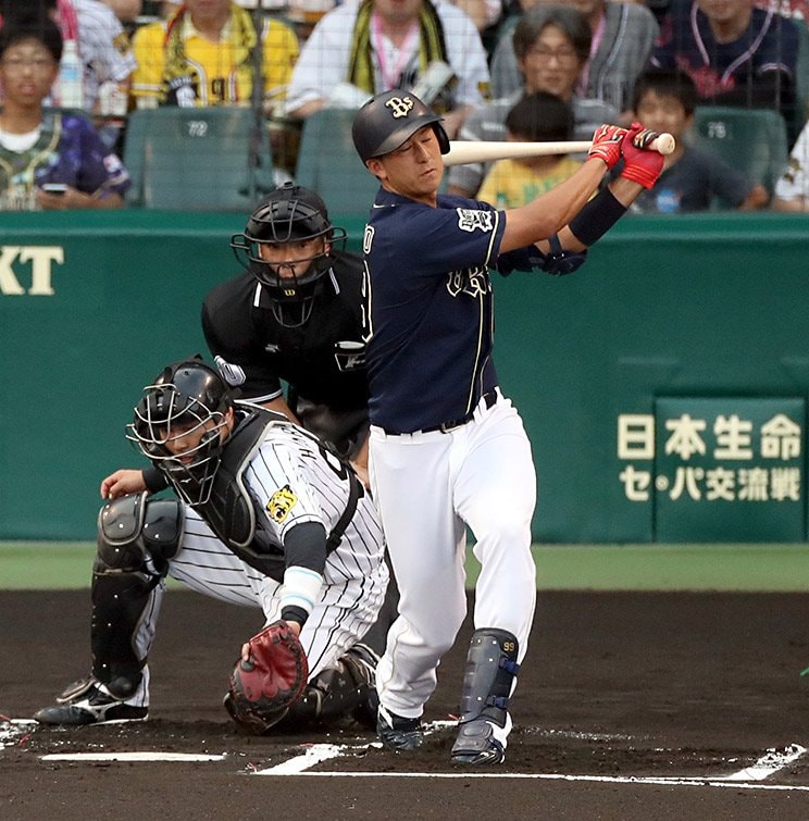 プロデビュー戦の阪神で三振を喫する杉本　©︎Sankei Shimbun