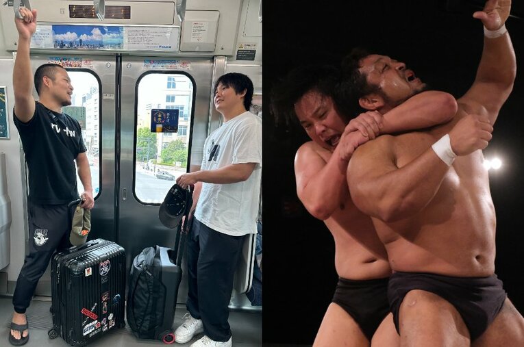 ブッキングの手違いから始まった遠距離ダブルヘッダー。野村＆阿部のアストロノーツは王座を防衛 ／ photograph by Norihiro Hashimoto