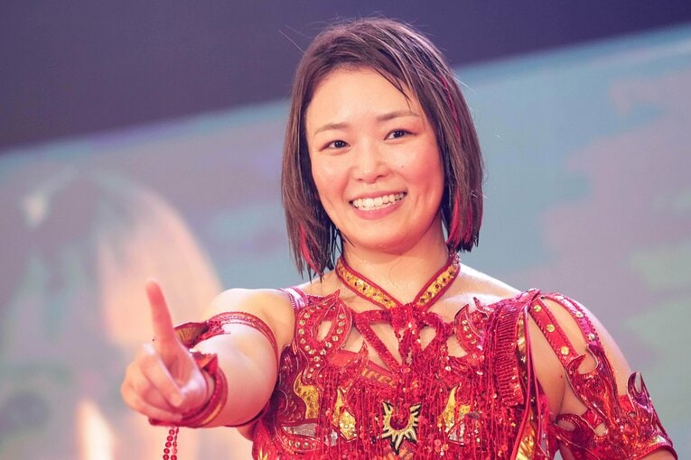 15周年記念試合を終えて笑顔を見せるSareee　©Essei Hara