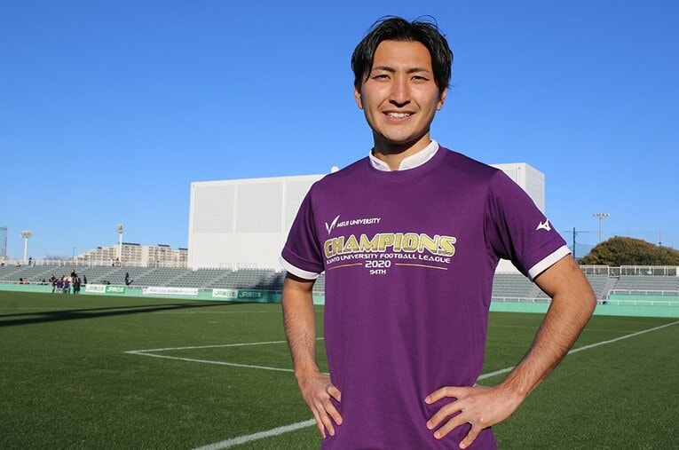 明治大では12番目のJリーグ内定者となった住永翔。高校生たちにメッセージを送った ／ photograph by Takahito Ando