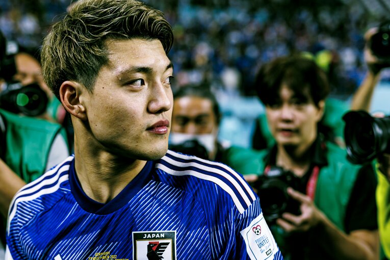 試合後の堂安　©Kiichi Matsumoto/JMPA