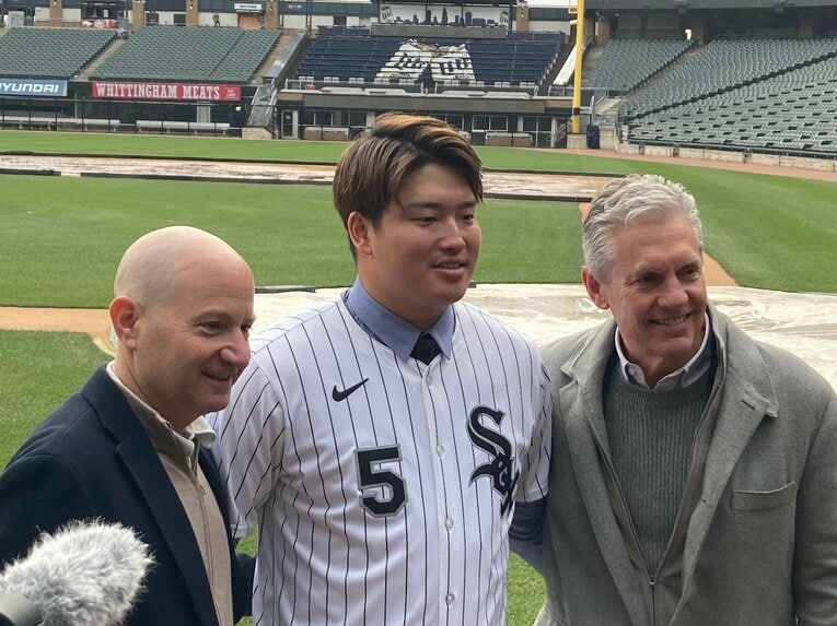 ホワイトソックス入団会見の様子　©︎Daisuke Sugiura